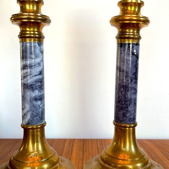 ***SOLD***Vintage Pair Brass Candleholders - Picture 7 of 11